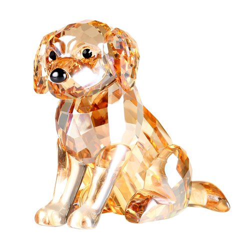 Crystal Labrador Dog Puppy Figurine Animals Lovely Craft Home Decor Ornaments Collectible Birthday Gifts (Gold)