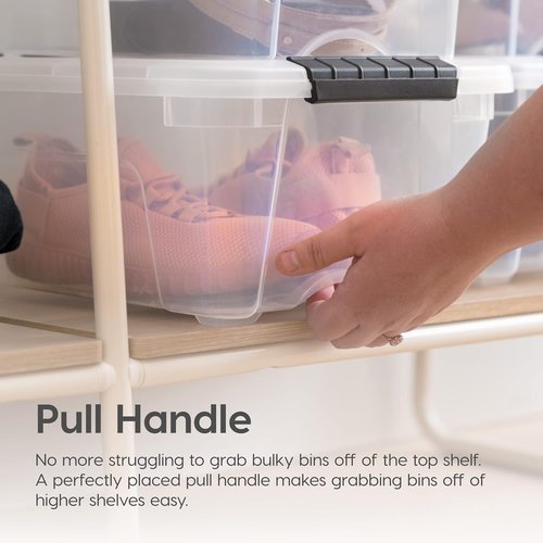 IRIS USA Plastic Storage Bin Combo Pack - Durable Lids & Secure Latching Buckles | 19/32 Qt, 3-Pack, Clear