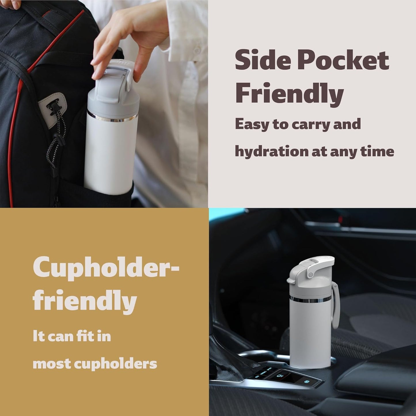 OISIZ Insulated Water Bottle - 24 oz Vacuum Stainless Steel with 2-in-1 Spout & Straw Lid | Leakproof & Keeps Cold 24H