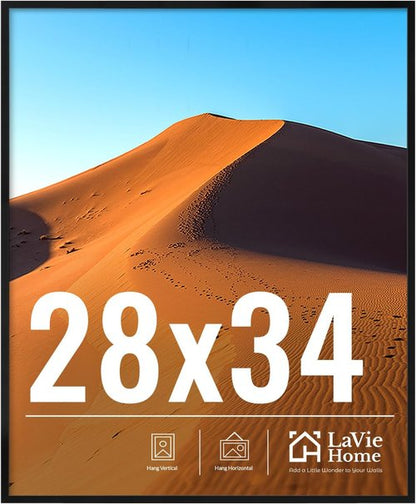 LaVie Home 28x34 Black Picture Frame - HD Plexiglas for Vertical/Horizontal Display | Classic Collection