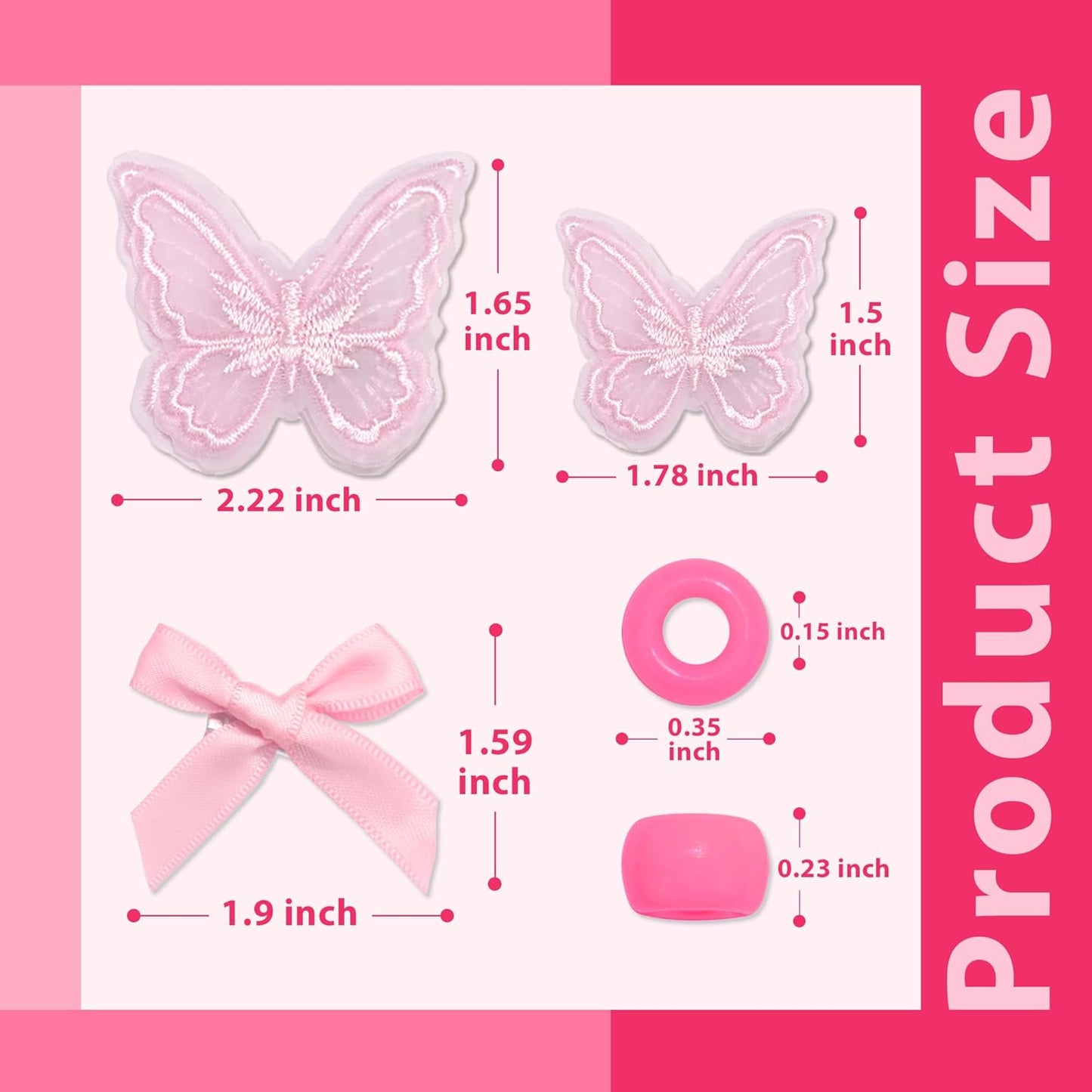 Skiennix 100PCS Small Pink Hair Beads - Gradient Acrylic Bows for Braids & Dreadlocks | Cute Accessories for Women & Girls