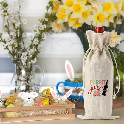 Funny Easter Wine Bag Easter Basket Easter Eggs Decorations Easter Holiday Gifts for Women Men Easter Wine Bag Gifts for Wine Lover Easter Party Decorations Rabbit Juice Wine Bag