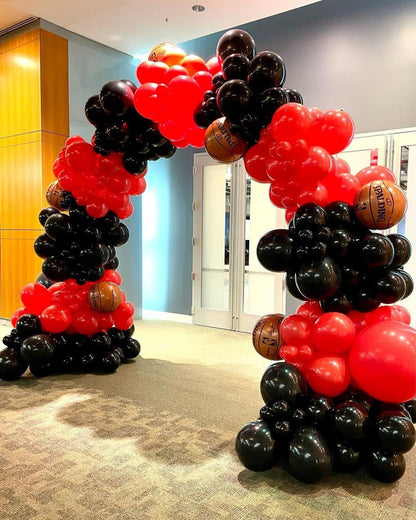 Bezente Red & Black Balloons Garland Kit - 100 Pcs Confetti & Solid Balloons for Party Decor