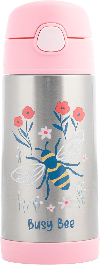 Stephen Joseph Insulated Water Bottle - Double Wall Stainless Steel, BPA-Free, 11.8 Ounces, Bee Design