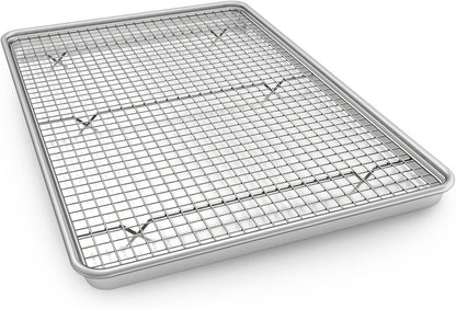 Natural Aluminum Half Sheet Pans Set by [Brand Name] - 18 Inch Commercial Quality, Nonstick & Warp Resistant Baking Trays