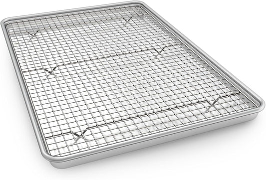 Natural Aluminum Half Sheet Pans Set by [Brand Name] - 18 Inch Commercial Quality, Nonstick & Warp Resistant Baking Trays