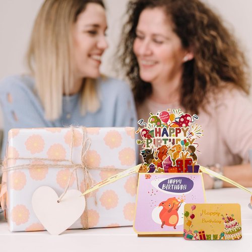 Happy Birthday Pop-Up Card by [Brand Name] - 3D Celebration Gift Box for Family & Friends