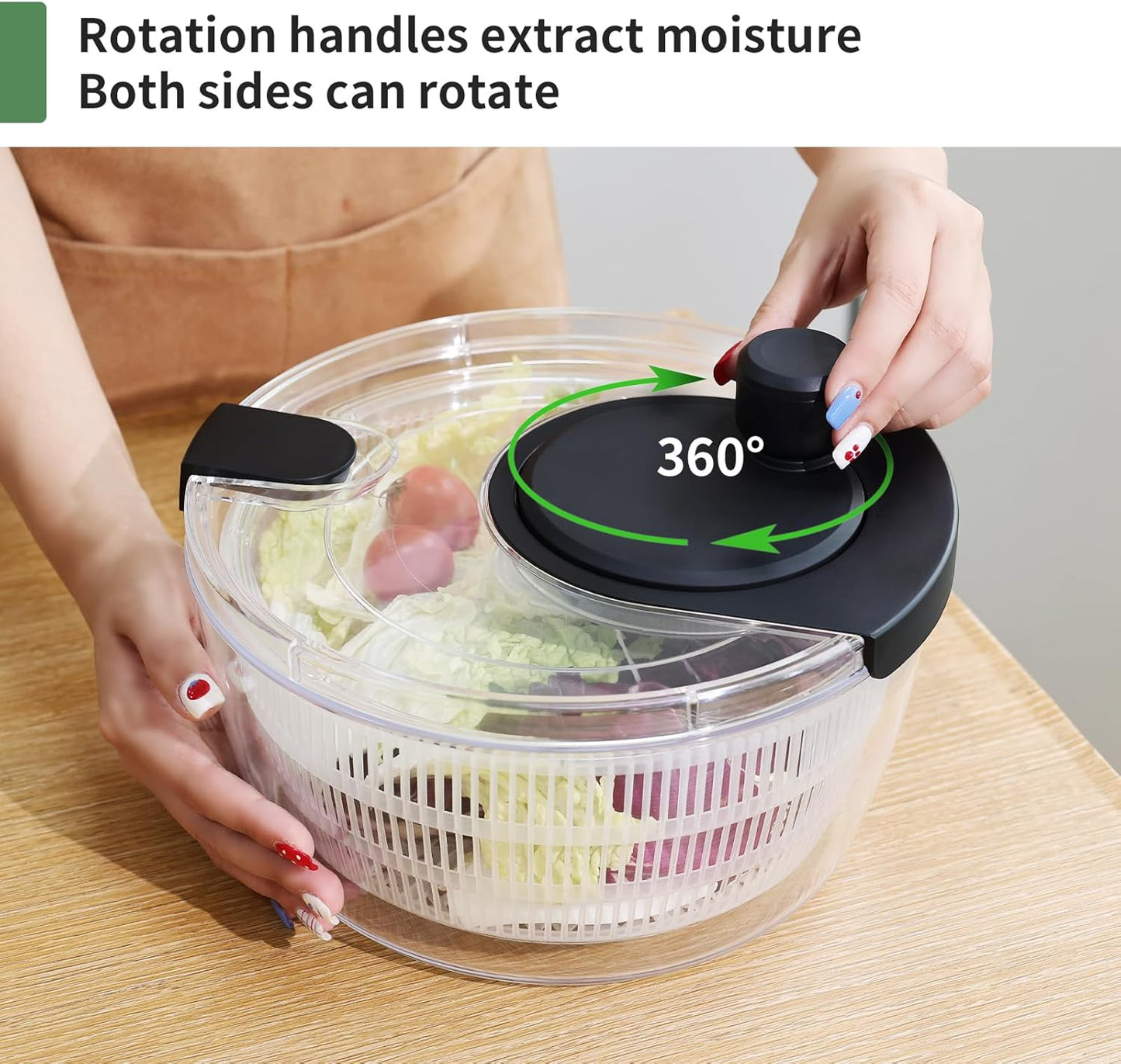 Salad Spinner by Kitchen Essentials - Large 4L Lettuce Dryer & Fruit Washing Bowl for Quick Use