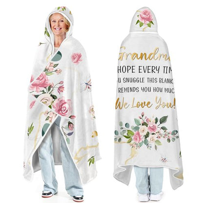 Hexagram Great Grandma Gift - Big Hug Soft Flannel Wearable Blanket From Grandchildren for Birthday