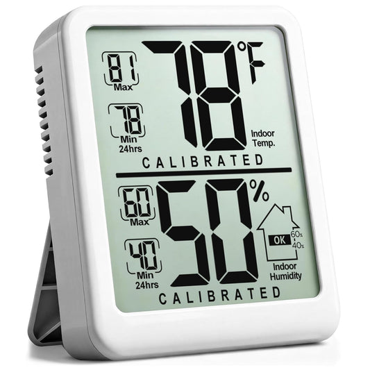 Antonki Digital Room Thermometer - Compact Indoor Hygrometer with Max/Min Records | Battery Included
