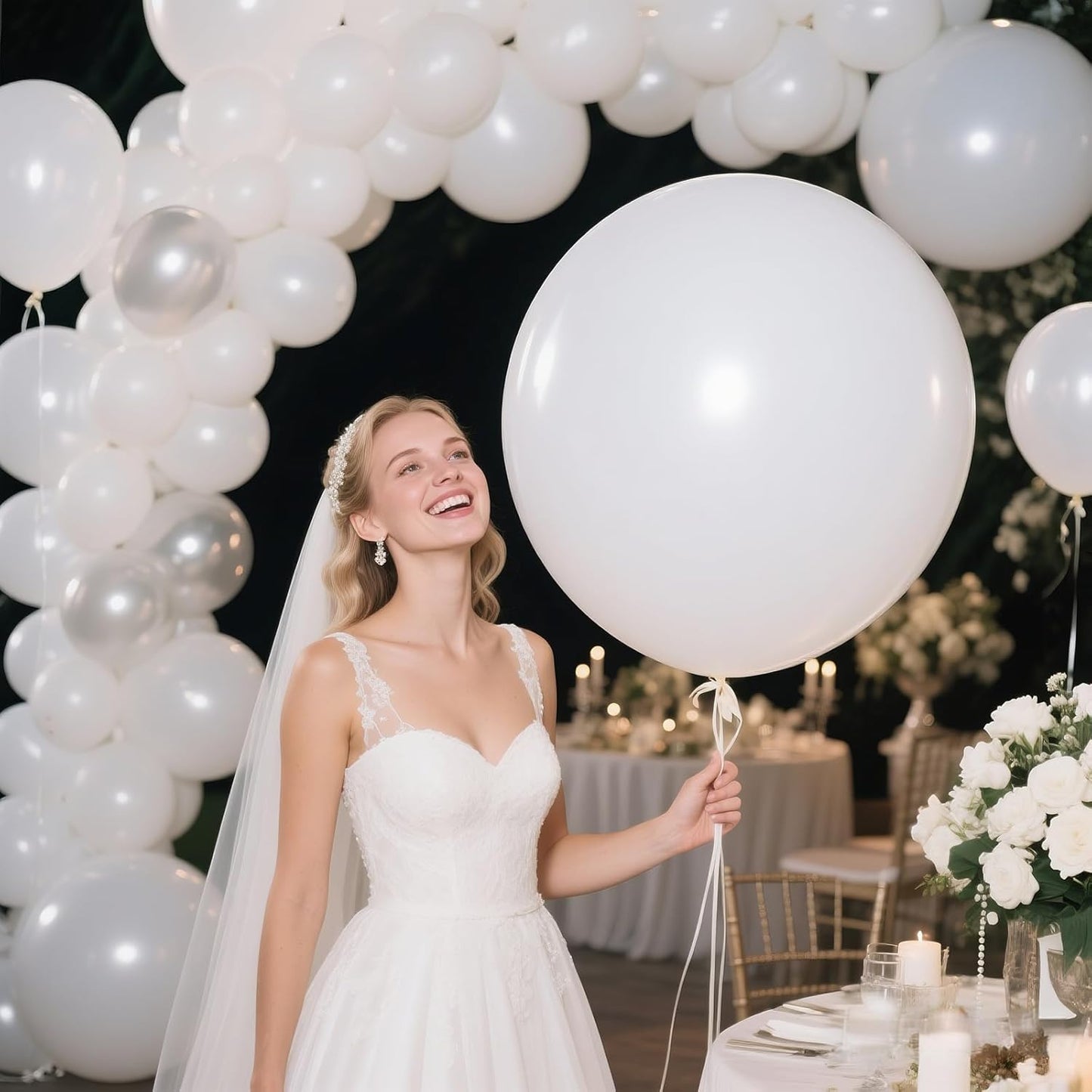 White Balloons | 18 Inch Large Latex Helium Balloons for Weddings, Birthdays & Baby Showers