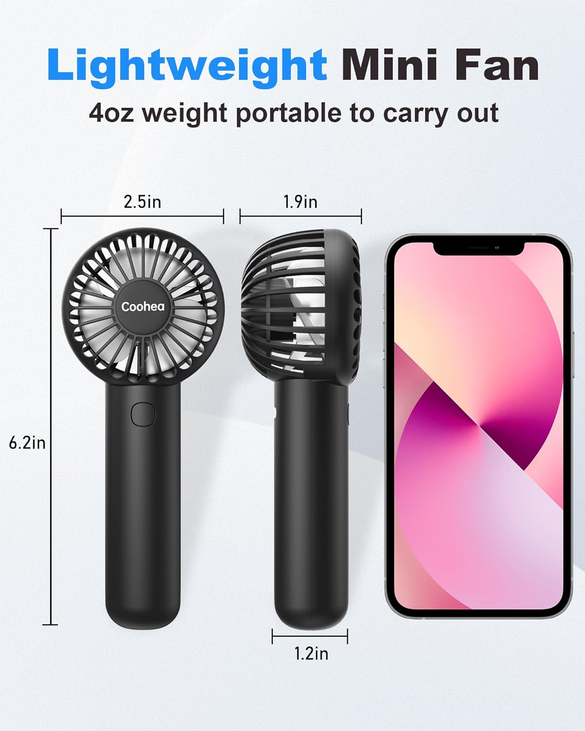Skiennix Mini Handheld Fan - USB Rechargeable, 3-Speed Portable Design | Perfect for Travel & Makeup, Black