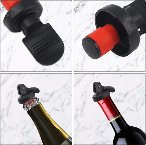 6PCS Wine Bottle Stoppers, Reusable Plastic Wine Corks Wine Stoppers Bottle Caps Champagne Stoppers with Airtight Seal, Keep Wine Fresh Wine Bottle Sealer Set