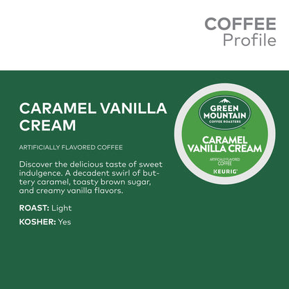 Green Mountain Coffee Caramel Vanilla Cream Keurig Single-Serve Light Roast Coffee K-Cup Pods, 32 Count