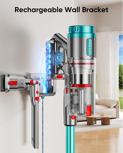Skiennix Cordless Vacuum Cleaner - 80 Minutes Runtime, Self-Standing Design, Anti-Tangle Brush, LED Screen | Ideal for Home & Pet Hair