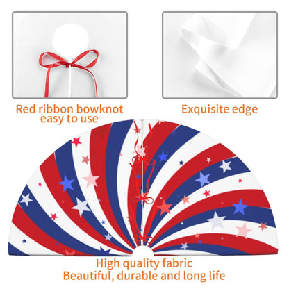 Patriotic Pinwheel Star Flag Christmas 36 Inch Christmas Tree Skirt Carpet Mat Funny Party Soft Cover Mat Decor Supplies for Xmas Halloween Decorations Occasion Farmhouse