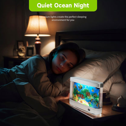 Thosolth Fake Fish Tank Baby Aquarium Toy - Mini Crib Aquarium Lamp. Artificial Fish Lamp Aquarium - Virtual Ocean Moving Fish Night Light for Bedroom Décor. Gift for Kids and Cat Lovers