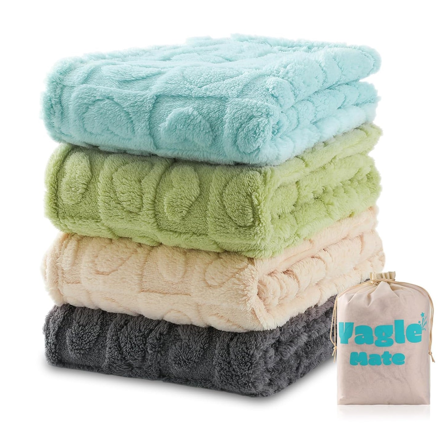Skiennix Baby Blankets - Soft Fleece Toddler Blankets for Crib | 4 Pcs Set, 30" x 40", Blue/Green/White/Grey