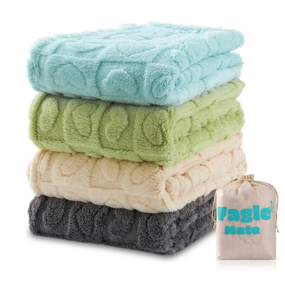 Skiennix Baby Blankets - Soft Fleece Toddler Blankets for Crib | 4 Pcs Set, 30" x 40", Blue/Green/White/Grey