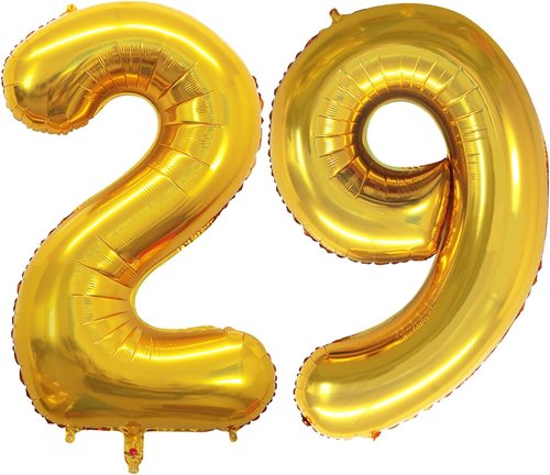 GOER Jumbo 29 Inch Foil Balloons - Perfect Decorations for 29th Birthday Party | Gold