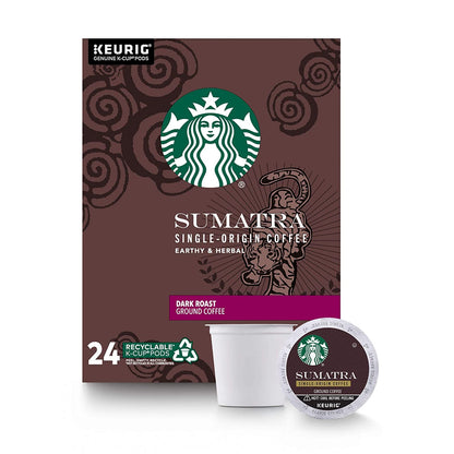 Starbucks Sumatra K-Cup Pods - Rich, Bold Flavor for Keurig Brewers | 24 Count