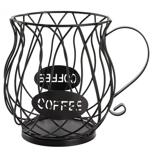 ZEAYEA Coffee Pod Holder, K Cup Holder Coffee Capsule Basket for Counter Coffee Table Bar, Metal Espresso Pod Keeper Storage for Home Cafe Hotel, Black