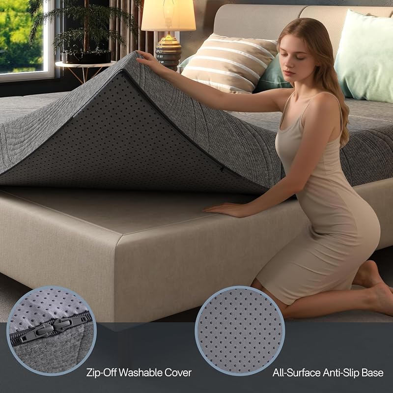 Foldable Queen Memory Foam Mattress Topper 6 Inch – Trifold Portable Guest Bed
