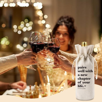Funny New Chapter Wine Bag New Beginnings Gifts for Women Men Thank You Gift for Teacher Employee Coworker Friend Here's to Your Next Chapter Hanging Ornament