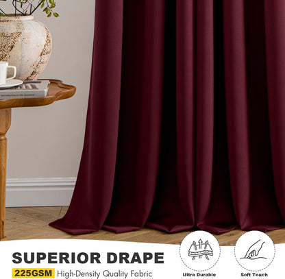 MIULEE Burgundy Red Blackout Curtains - 96-Inch Thermal Insulated Drapes for Bedroom & Living Room | Noise-Reducing Grommet Top