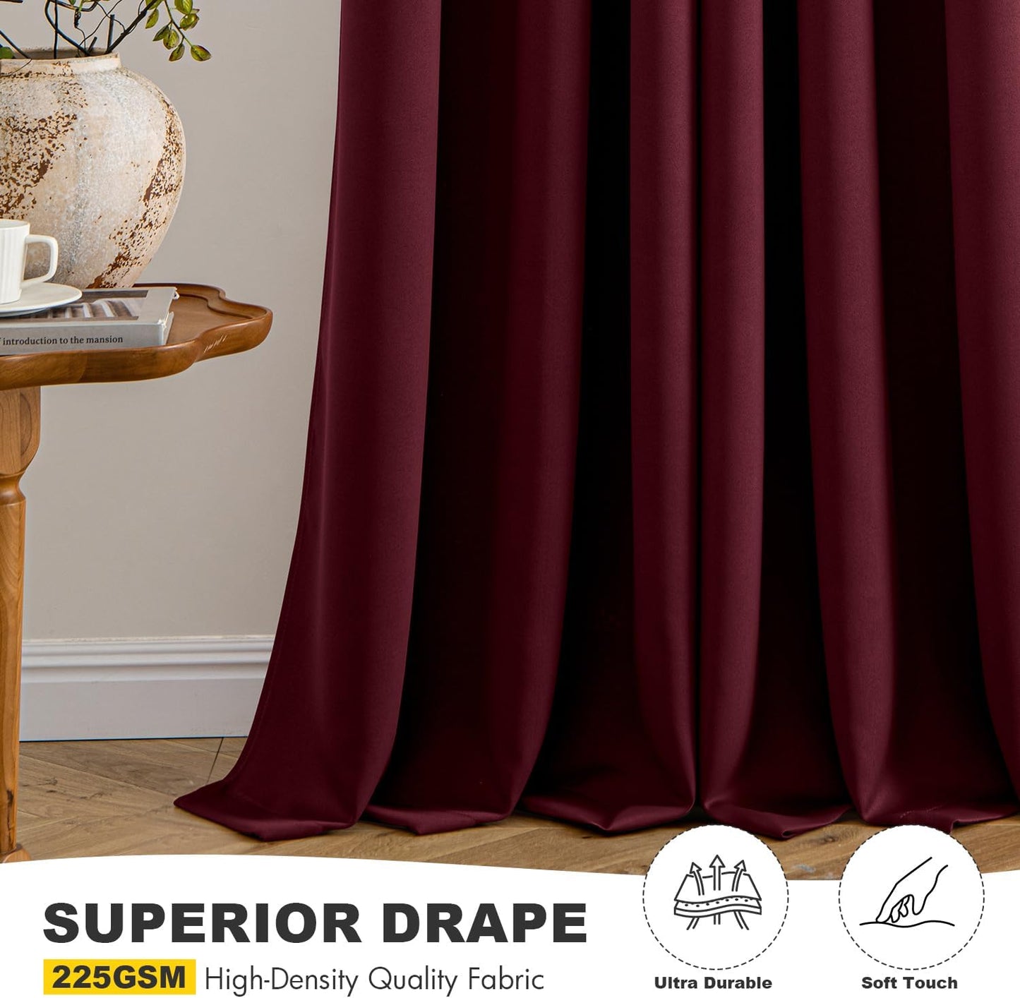 MIULEE Burgundy Red Blackout Curtains - Thermal Insulated Room Darkening Drapes | 40 x 54 Inches, 2 Panels
