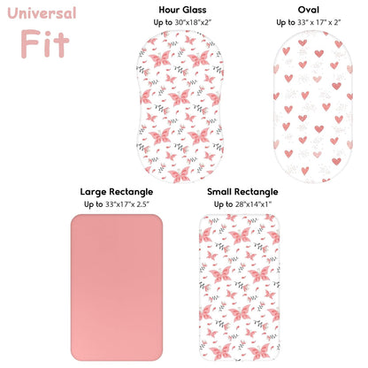 Yoofoss Bassinet Sheets - 3-Pack Fitted Set for Halo Bassinest & More | Soft, Breathable Pink & Butterfly Design
