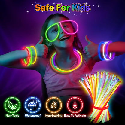 SpringFlower Glow Sticks - 100 PCS Bulk Glow in the Dark Party Supplies | Ideal for Kids & Adults