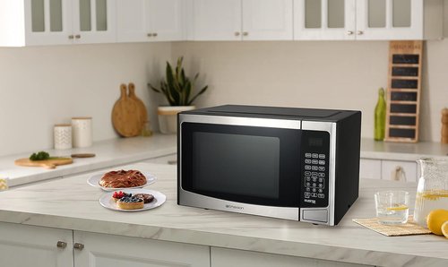 Emerson Microwave Oven - 1.2 Cu. Ft. Capacity, 1000W Power, Inverter Technology & LED Display - Stainless Steel