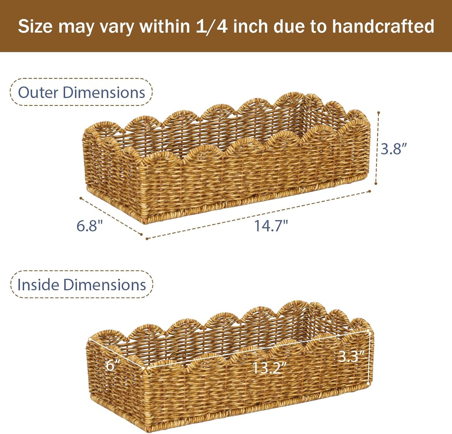Scalloped Toilet Paper Basket - Handmade Water-Resistant Organizer in Natural Tan for Scandinavian Kitchens