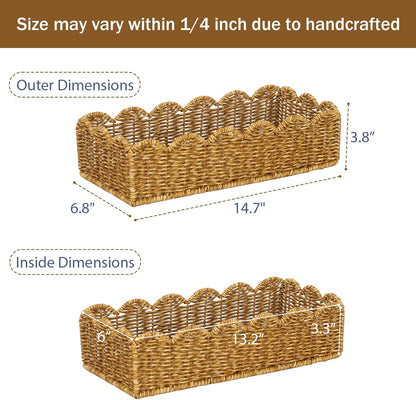 Scalloped Toilet Paper Basket - Handmade Water-Resistant Organizer in Natural Tan for Scandinavian Kitchens