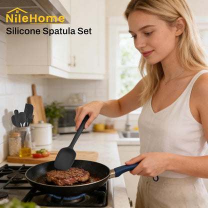 NileHome Silicone Spatula Set - 6-Piece Food Grade Kitchen Utensils | Heat Resistant & BPA-Free