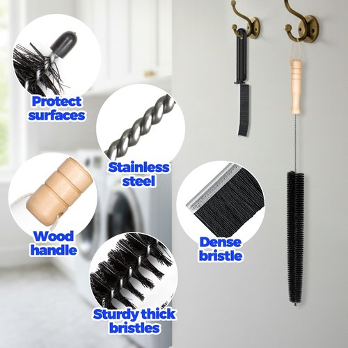 Holikme Dryer Vent Cleaner Kit - Flexible Lint Remover & Brush for Dust and Pet Hair Cleanup