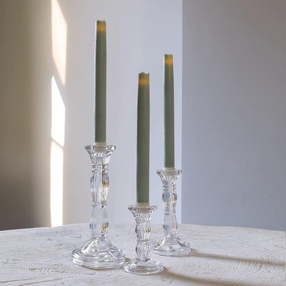 Clear Crystal Candle Stick Holders by [Brand Name] - 3 Pack for Taper Candles | Perfect for Weddings & Parties