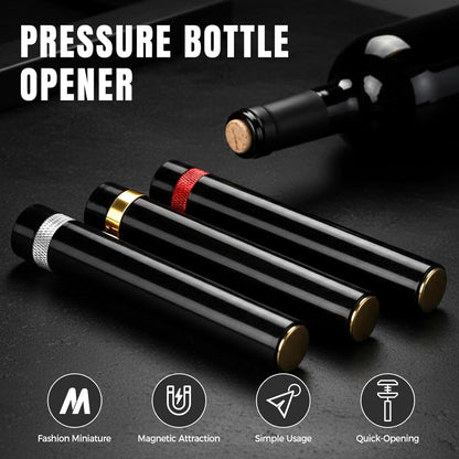 Portable Air Pressure Wine Opener, 2025 New Mini Travel Wine Bottle Opener, Magnetic Connection Port Wine Opener for Home Restaurant Party, 3-7 Compression Quick Open (Gold)