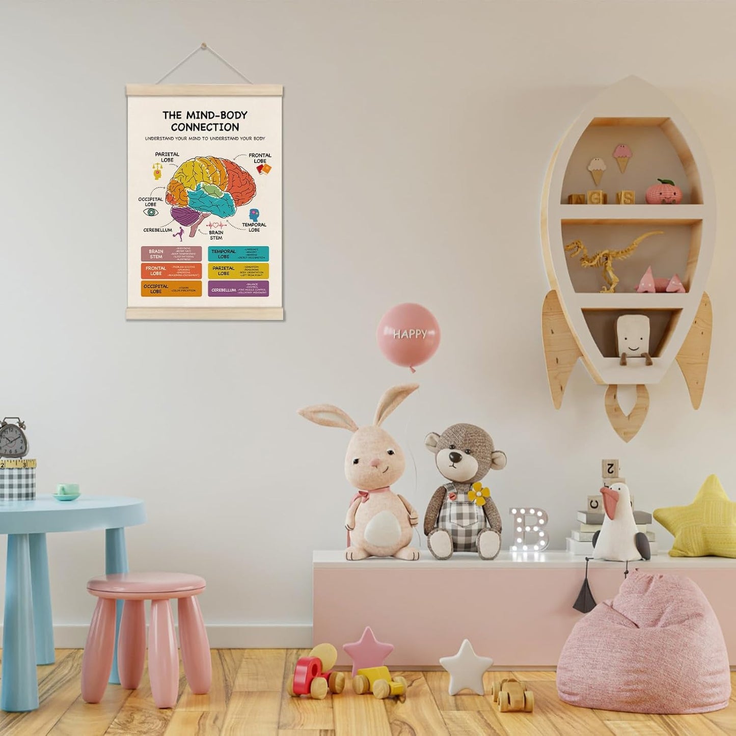 Skiennix Mental Health Poster Hanger Frame - Brain Anatomy Artwork for Therapy & School | 16x12 Inch