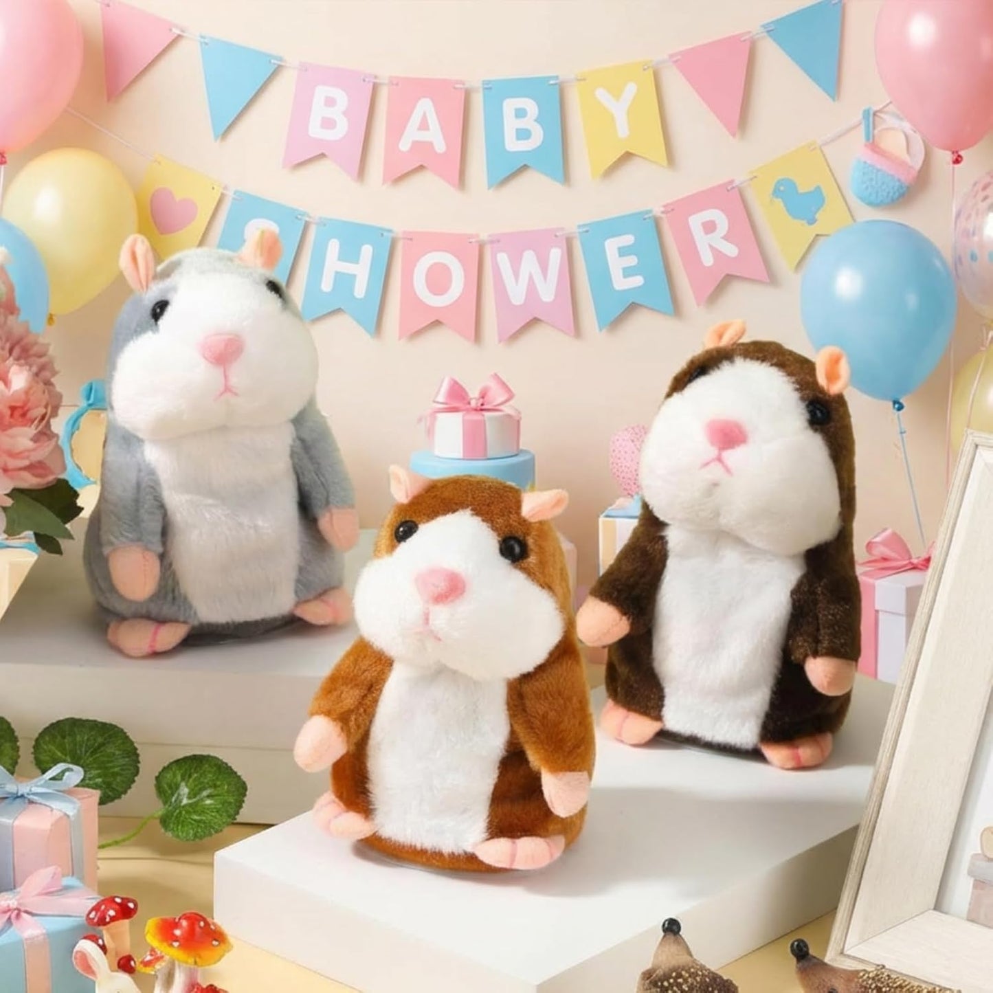Skiennix Talking Hamster Plush Toy - Interactive Repeats What You Say | 3 Pcs Set for Kids' Gifts