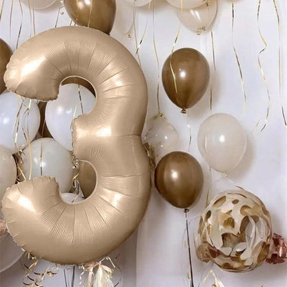 Balloon Number 4 - 40 Inch Self-Inflating Brown Foil Balloon | Giant Apricot 4 for Birthday Celebrations