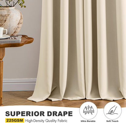 MIULEE Short Curtains - Cream Beige Blackout Thermal Insulated Drapes for Kitchen & Bathroom | 40" x 36" (2 Panels)