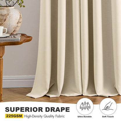 MIULEE Cream Beige Blackout Curtains for Bedroom Living Room 90 Inches Long 2 panels, Thermal Insulated Room Darkening Drapes Solid Grommet Top Noise Reducing Light Blocking Window Curtains 40x90 Inch