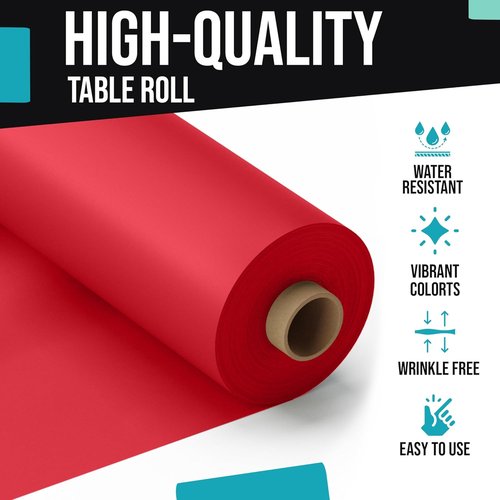 Exquisite Party Red Plastic Table Cover Roll - Premium 0.5 MIL Thick, 40" x 300' - 4 Pack Disposable Tablecloths