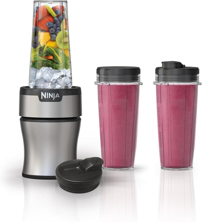 Ninja BN301 Nutri-Blender Plus - Compact Personal Blender with 900W Motor & 3 To-Go Cups | Silver