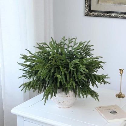 20 Pcs Christmas Norfolk Pine Branches -18" Real Touch Artificial Norfolk Pine Branch Faux Plants Stem Fake Greenery Pine Picks for Vase DIY Crafts Garland Wreath Home Indoor Outdoor Decoration