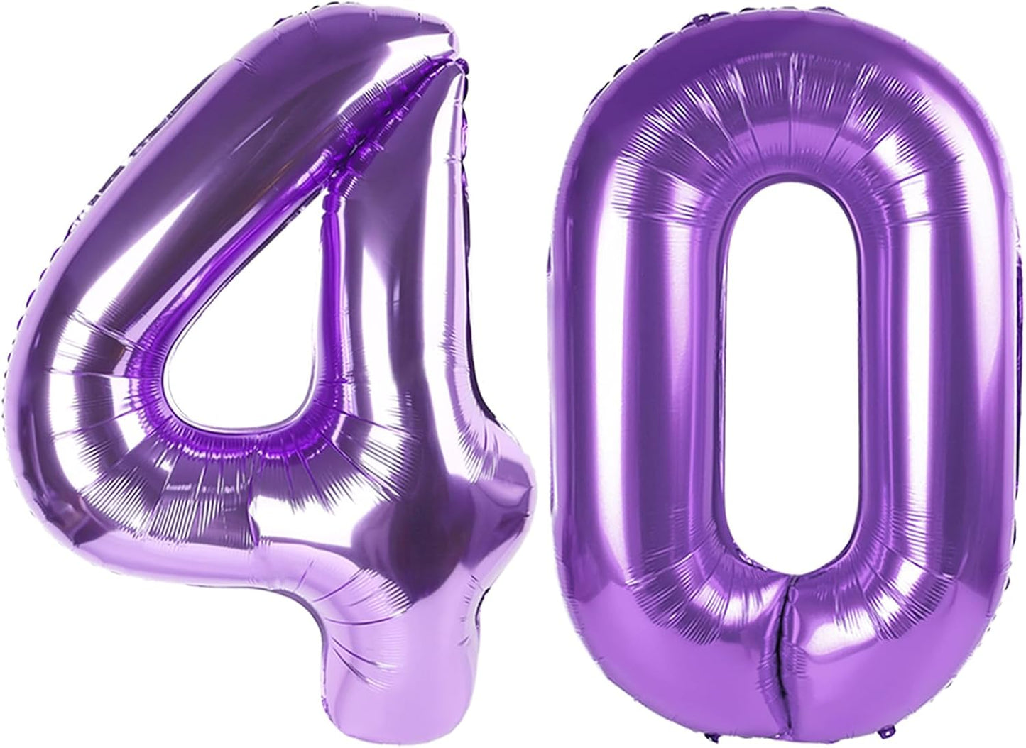 40 Inch Purple 40th Birthday Balloons - Large Foil Decorations for Men & Women Celebrations