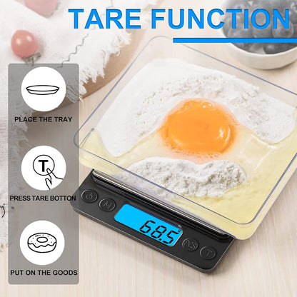 YONCON Digital Kitchen Scale - High Accuracy 3000g/0.1g Mini Pocket Scale with Tare Function & LCD Display