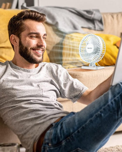 Gaiatop USB Desk Fan - Powerful Portable Mini Fan with 3 Speeds | Quiet Cooling for Home & Travel - White